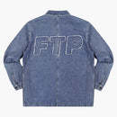 FTP strzępione dżinsowe logo chore kurtka myjona indygo