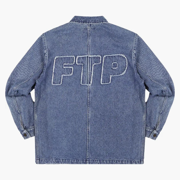 Ftp Frayed Denim Logo Chore Jacket Washed Indigo