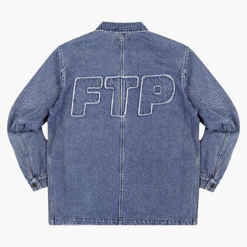 Ftp Frayed Denim Logo Chore Jacket Washed Indigo