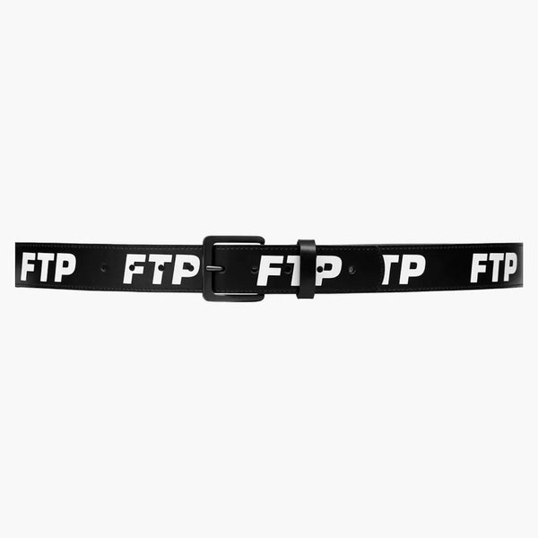 Skórzany pasek logo FTP czarny