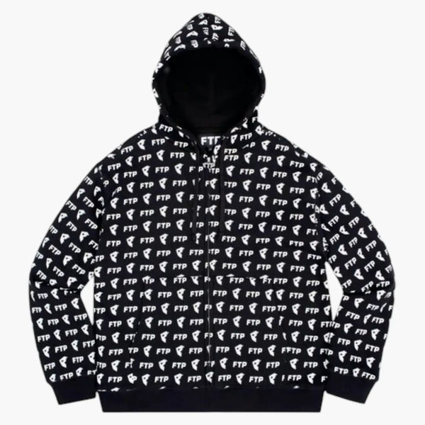 FTP X Famous All Over Logo Zip Hoodie Black