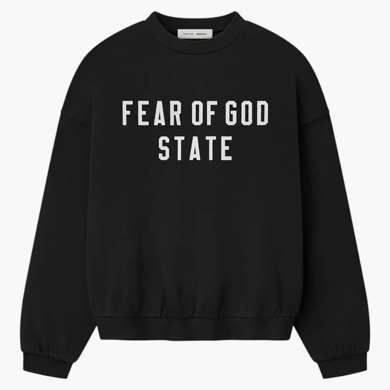 Fear Of God Essentials 90's Fleece Crewneck Jet Black