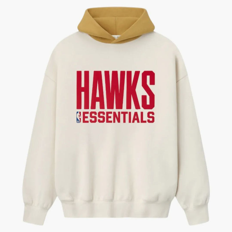 Fear Of God Essentials Atlanta Hawks Hoodie Cream/caramel Yellow