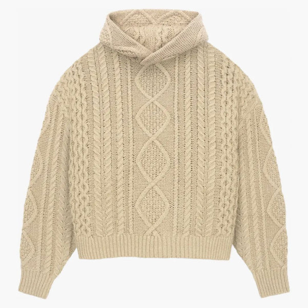 Paura di Dio Essentials Cable Knit Hoodie Gold Heather