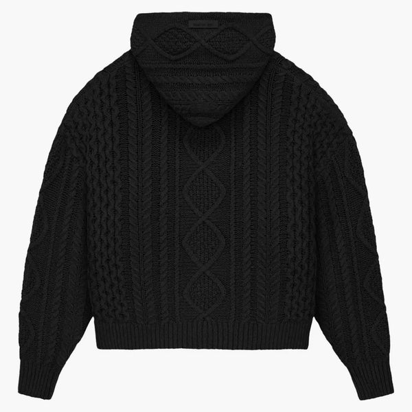 Paura di Dio Essentials Cable Knit Hoodie Jet Black