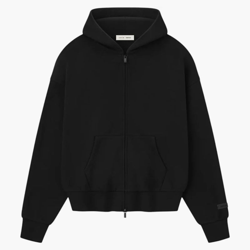 Fear Of God Essentials Classic Fleece Zip-up Hoodie Jet Black