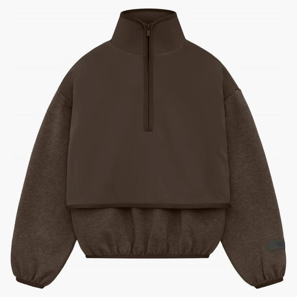 Fear Of God Essentials Core Collection Kids Nylon Fleece Mockneck Wood/heather Wood