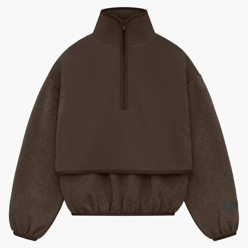 Fear Of God Essentials Core Collection Kids Nylon Fleece Mockneck Wood/heather Wood