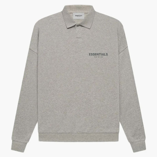 Rädsla för Gud Essentials Core Collection L/S Polo Dark Heather Oatmeal