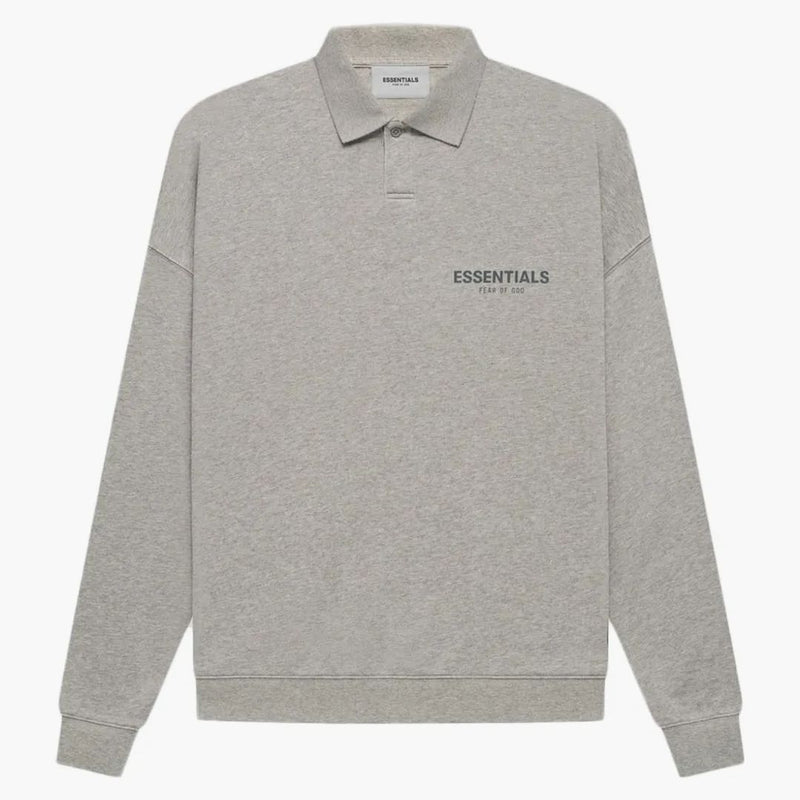Rädsla för Gud Essentials Core Collection L/S Polo Dark Heather Oatmeal
