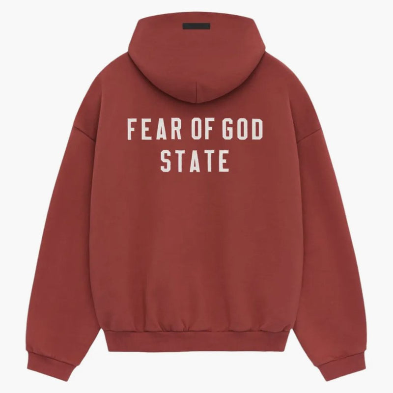 Paura di Dio Essentials pesante pile Fullzip Crimson