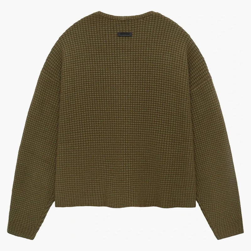 Strach z Boha Essentials Heavy Waffle Cardigan olive