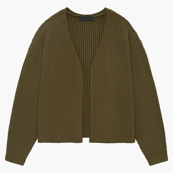 Fear of God Essentials Heavy Waffle Cardigan Olive