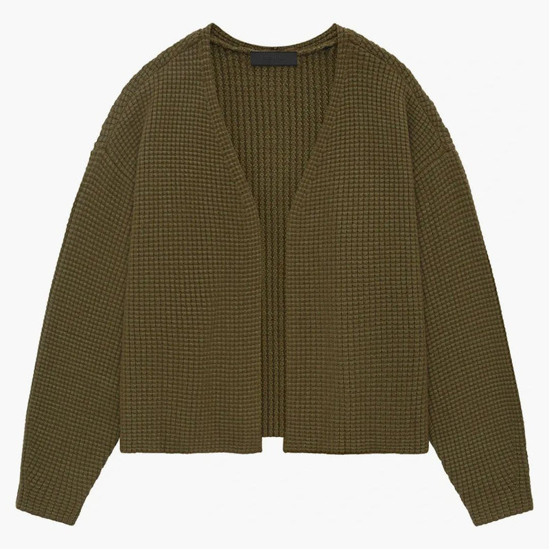 Strach z Boha Essentials Heavy Waffle Cardigan olive