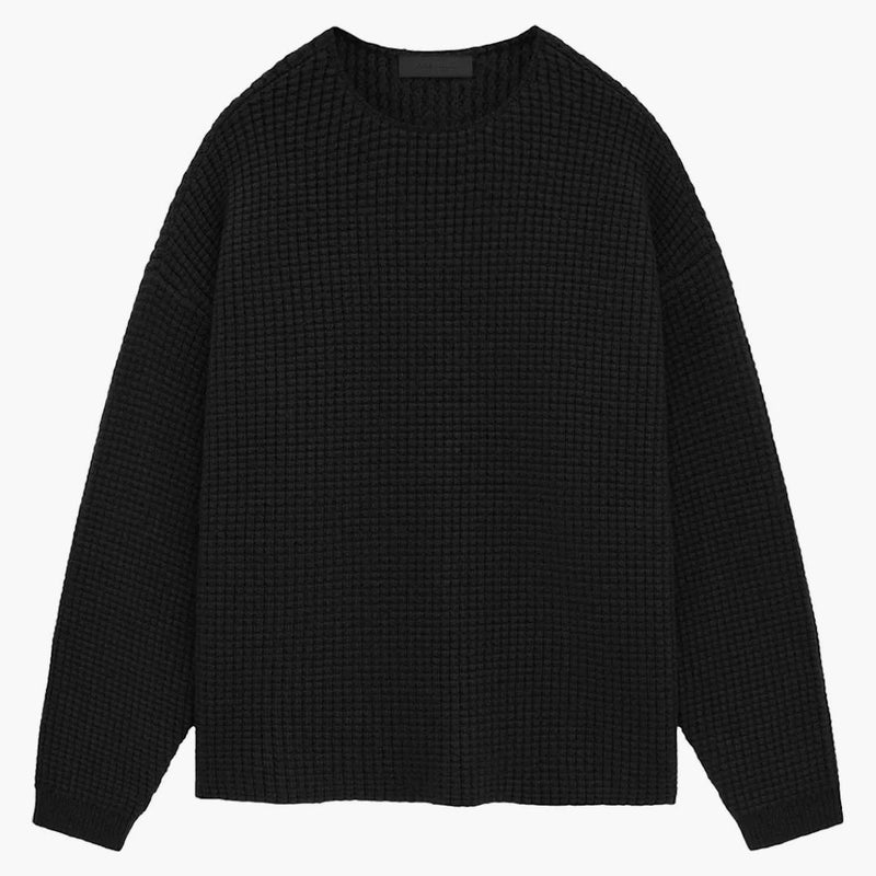 Strach z Boha Essentials Heavy Waffle CrewNeck svetr černý