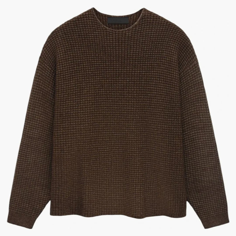 Fear Of God Essentials Heavy Waffle Crewneck Sweater Brown