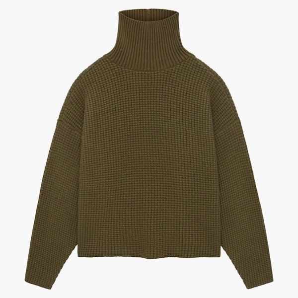 Fear Of God Essentials Heavy Waffle Turtleneck Olive