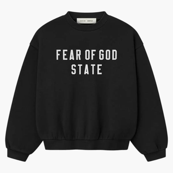 Fear Of God Essentials Kids 90's Fleece Crewneck Jet Black