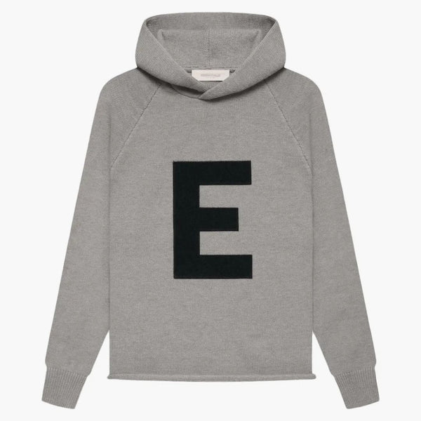 Paura di Dio Essenziale per bambini Big E Knit Hoodie A farina d'avena scura