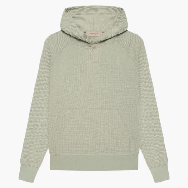 Paura di God Essentials Kids Big E Waffle Henley Hoodie Seafoam