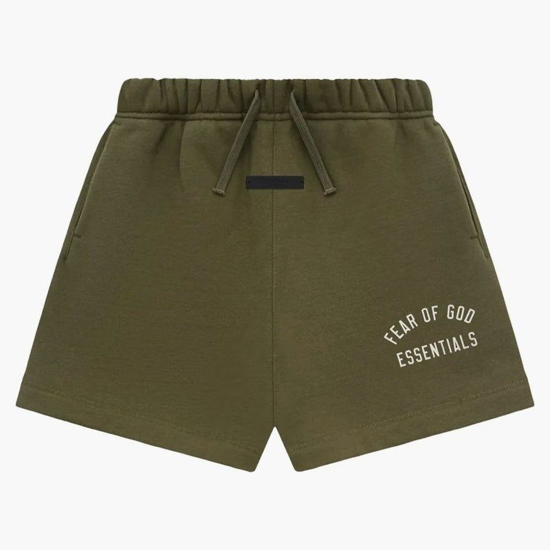 Fear of God Essentials Kids Fleece Soccer Short Military