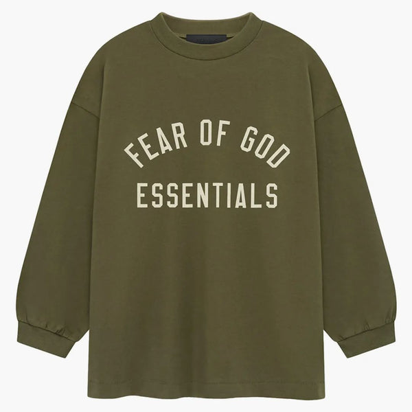 Fear Of God Essentials Kids Jersey Long Sleeve Tee Military