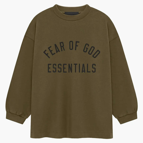 Fear Of God Essentials Kids Jersey Long Sleeve Tee Olive
