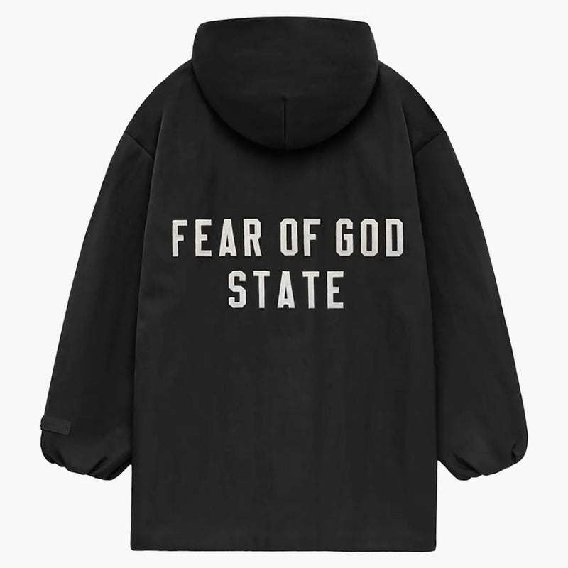 Fear Of God Essentials Kids Textured Nylon Hooded Coaches Jacket Black