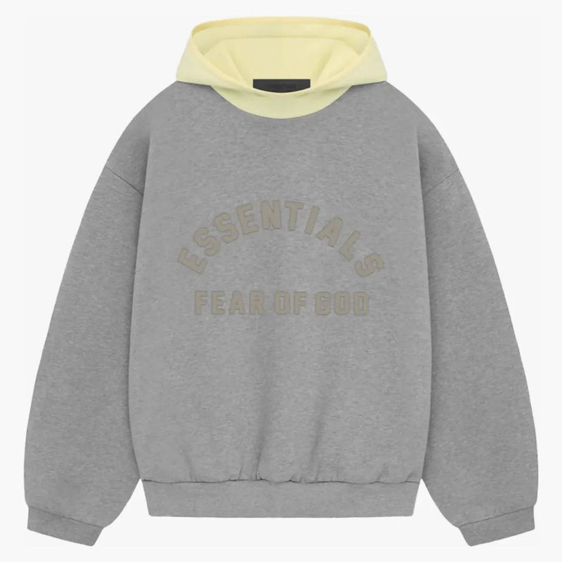 Fear Of God Essentials Nylon Fleece Hoodie Dark Heather Oatmeal/garden Yellow