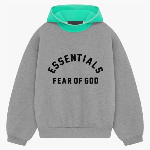 Fear Of God Essentials Nylon Fleece Hoodie Dark Heather Oatmeal/mint Leaf