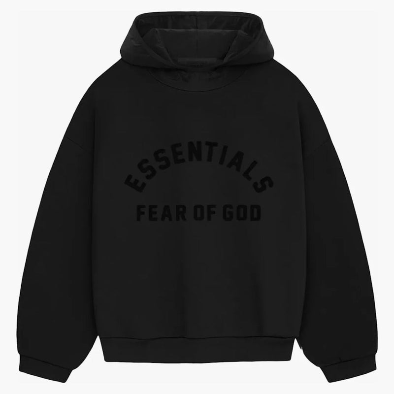 Fear Of God Essentials Nylon Fleece Hoodie Jet Black/jet Black