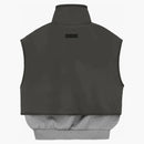 Miedo a God Essentials Nylon Fleece Mockneck chaleco de brezo oscuro Avena/tinta