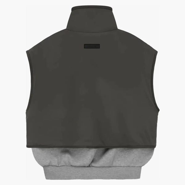 Paura di Dio Essentials Nylon Fleece Mockneck Vest di farina d'avena/inchiostro scuro
