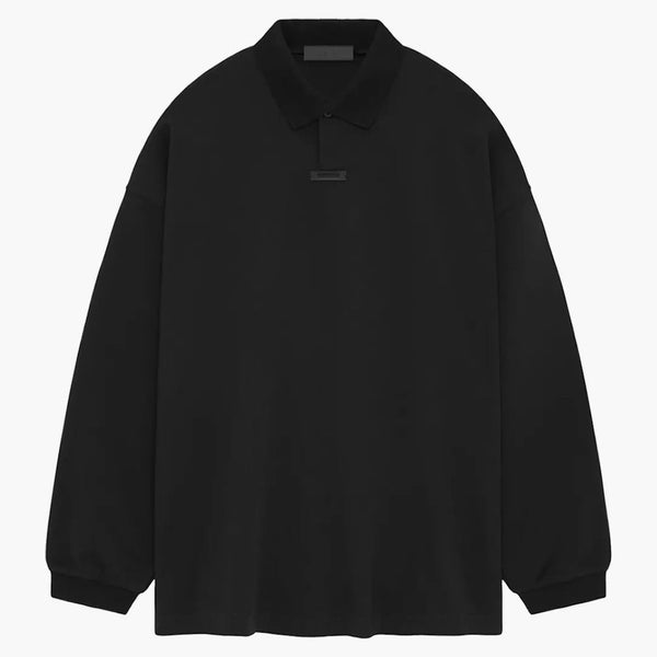 Fear of God Essentials Pique Long Sleeve Polo Black