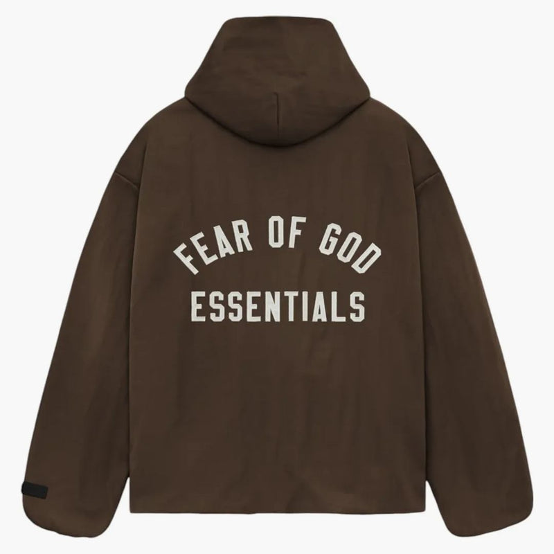 Fear of God Essentials Textured Nylon Hooded Coaches Jacket Brown