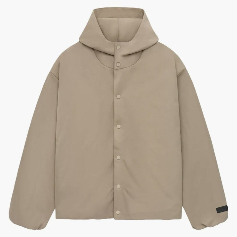 Fear of God Essentials Textured Nylon Hooded Coaches Jacket Desert Sand