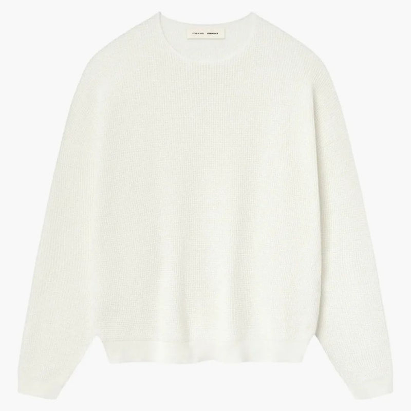Fear Of God Essentials Waffle Crewneck Sweater Cloud White