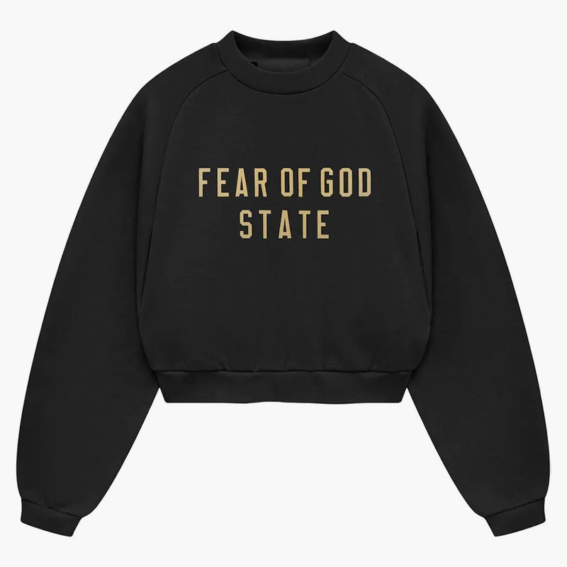 Fear Of God Essentials Womens Fleece Cropped Crewneck Black