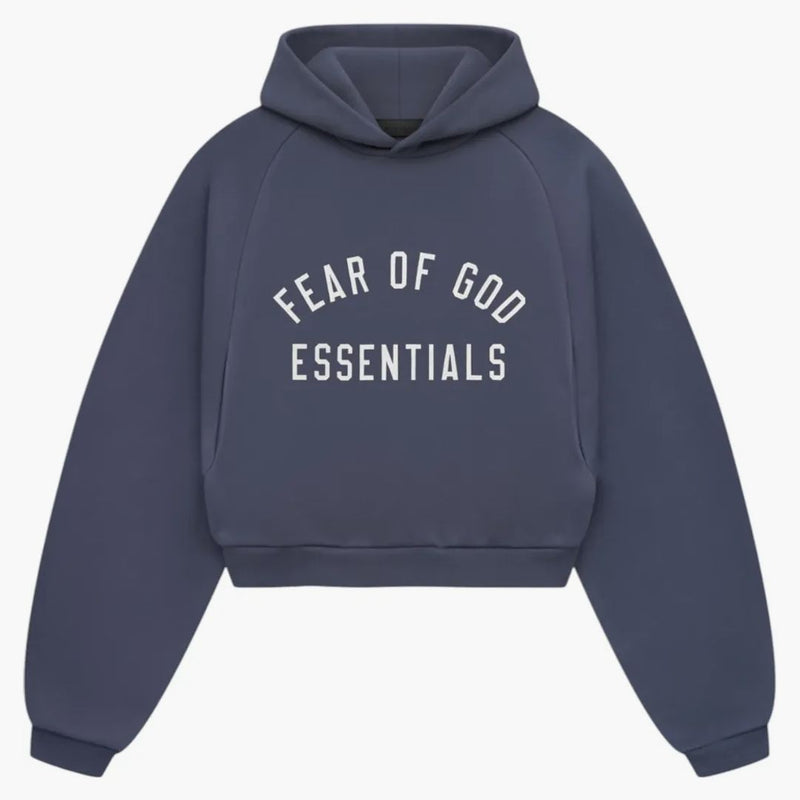 Fear Of God Essentials Women's Fleece Cropped Hoodie Marine