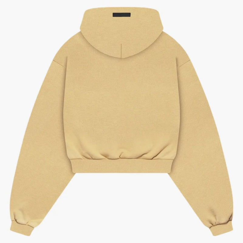 Fear Of God Essentials Womens Heavy Fleece Cropped V-neck Hoodie Amber