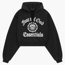 Fear of God Essentials Women's Heavy Fleece Cropped V-Neck Hoodie Black