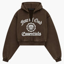 Fear Of God Essentials Women's Heavy Fleece Cropped V-neck Hoodie Brown