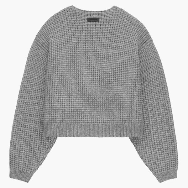 Fear Of God Essentials Womens Heavy Waffle Cropped Crewneck Dark Heather