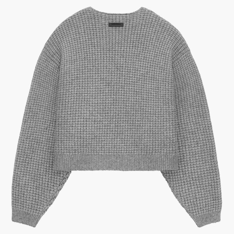 Fear Of God Essentials Womens Heavy Waffle Cropped Crewneck Dark Heather