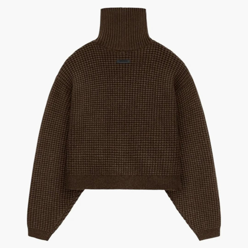 Fear Of God Essentials Women's Heavy Waffle Cropped Turtleneck Brown