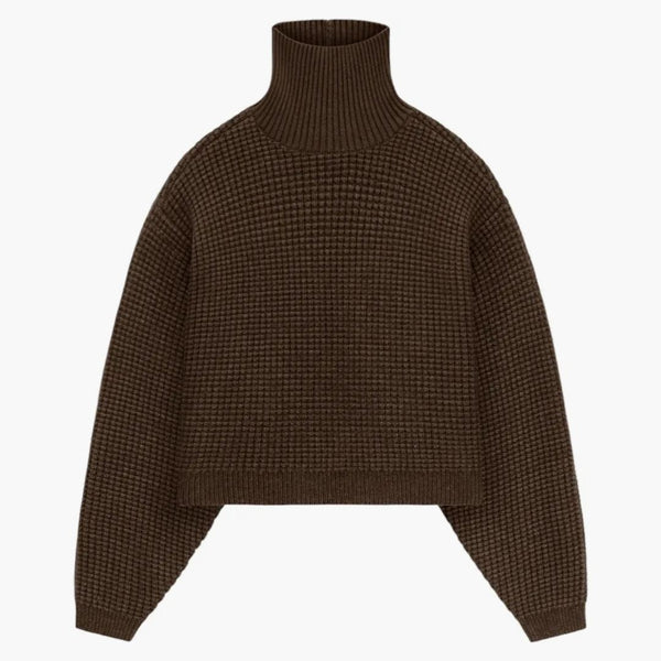 Fear Of God Essentials Women's Heavy Waffle Cropped Turtleneck Brown