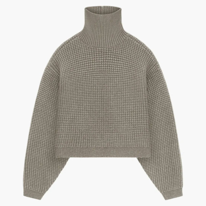 Fear Of God Essentials Women's Heavy Waffle Cropped Turtleneck Heather Gray