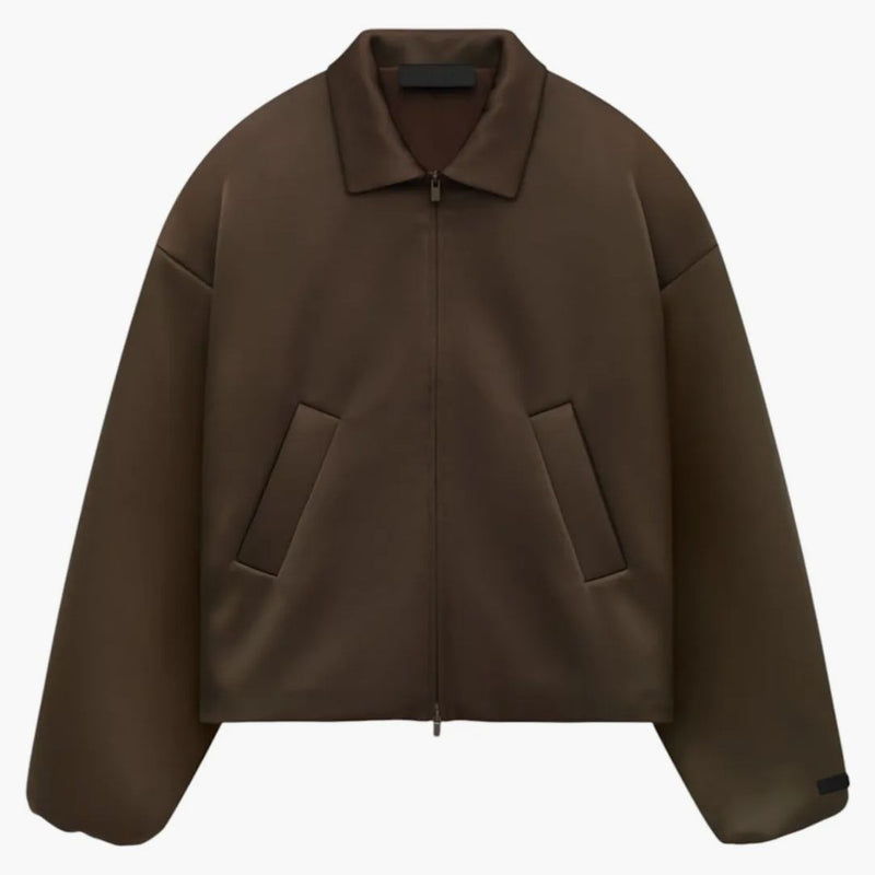 Fear Of God Essentials Women's Satin Nylon Bomber Jacket Brown