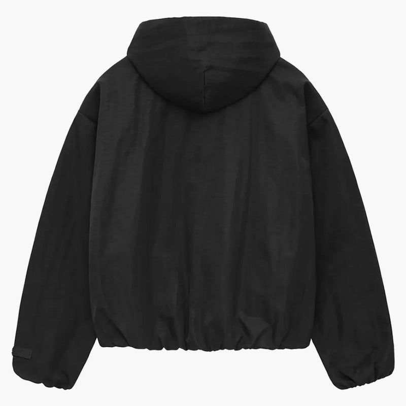 Fear Of God Essentials Womens Textured Nylon Hooded Bomber Black