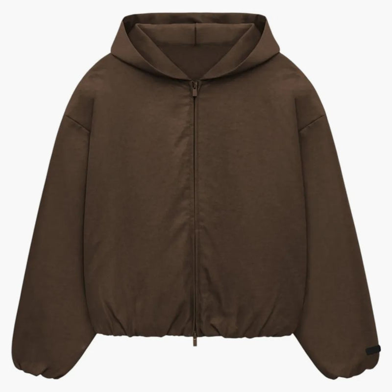 Fear of God Essentials Women's Textured Nylon Hooded Bomber Brown